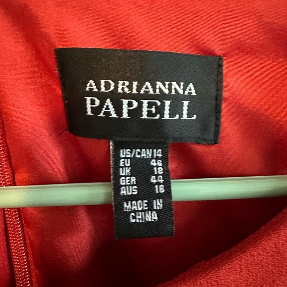 Adrianna Papell Women's Size 14 Red/Orange Lace Paneled Sheath Dress Sleeveless - Picture 4 of 9